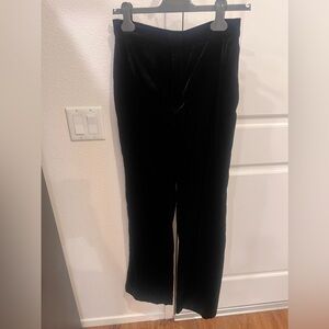 Black velvet pants, flare, size small
